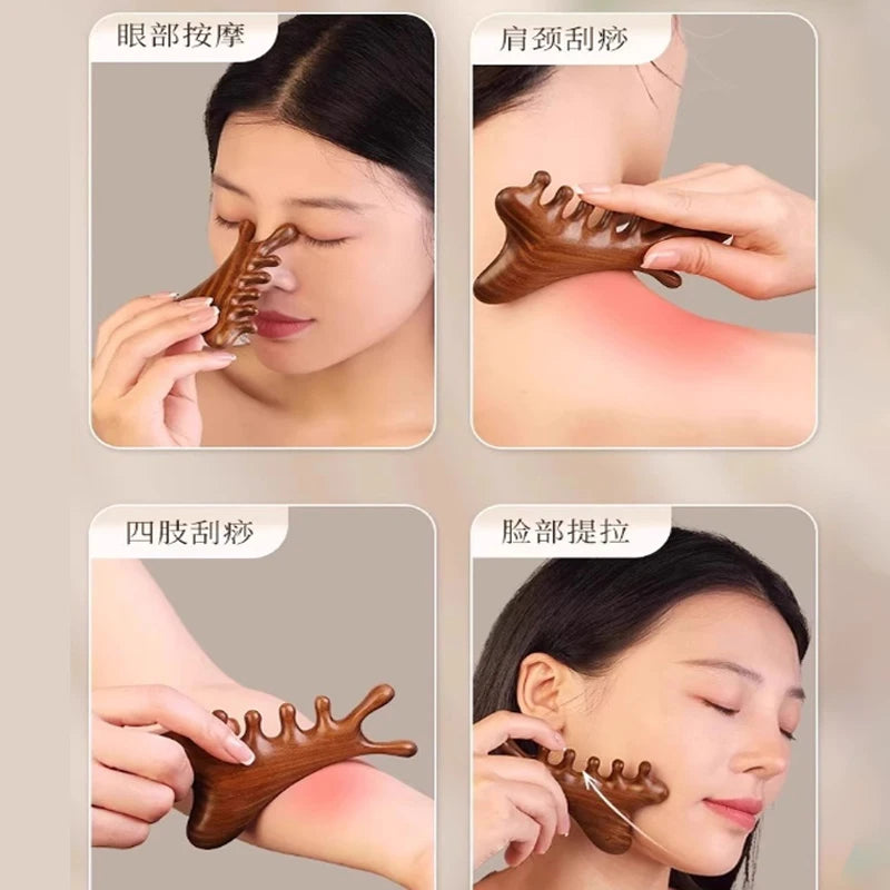 4-in-1 Sandalwood Massage Comb UK Scalp, Face & Body Massager