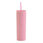 Double Wall Skinny Tumbler 473ml/480ml Cup with Straw & Lid