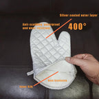 Long Heat Resistant Oven Mitts – Silver Anti-Scald Kitchen Gloves (1 Pair)