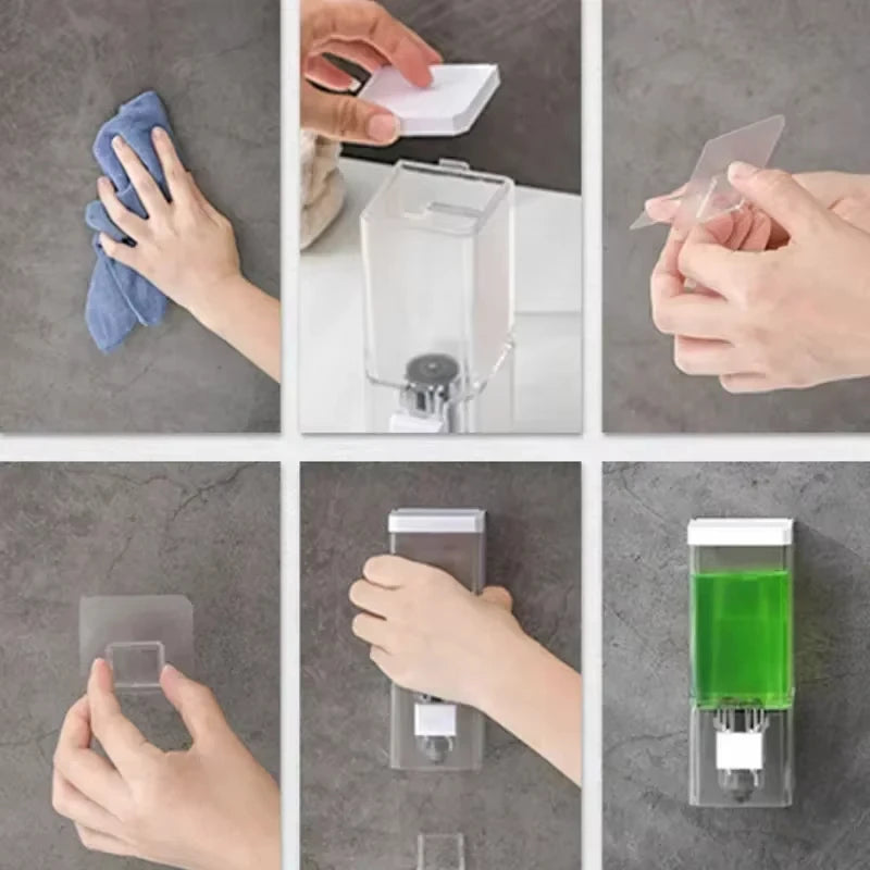 Homefish Wall Mounted Soap Dispenser No Drill Liquid Soap Pump Bottle