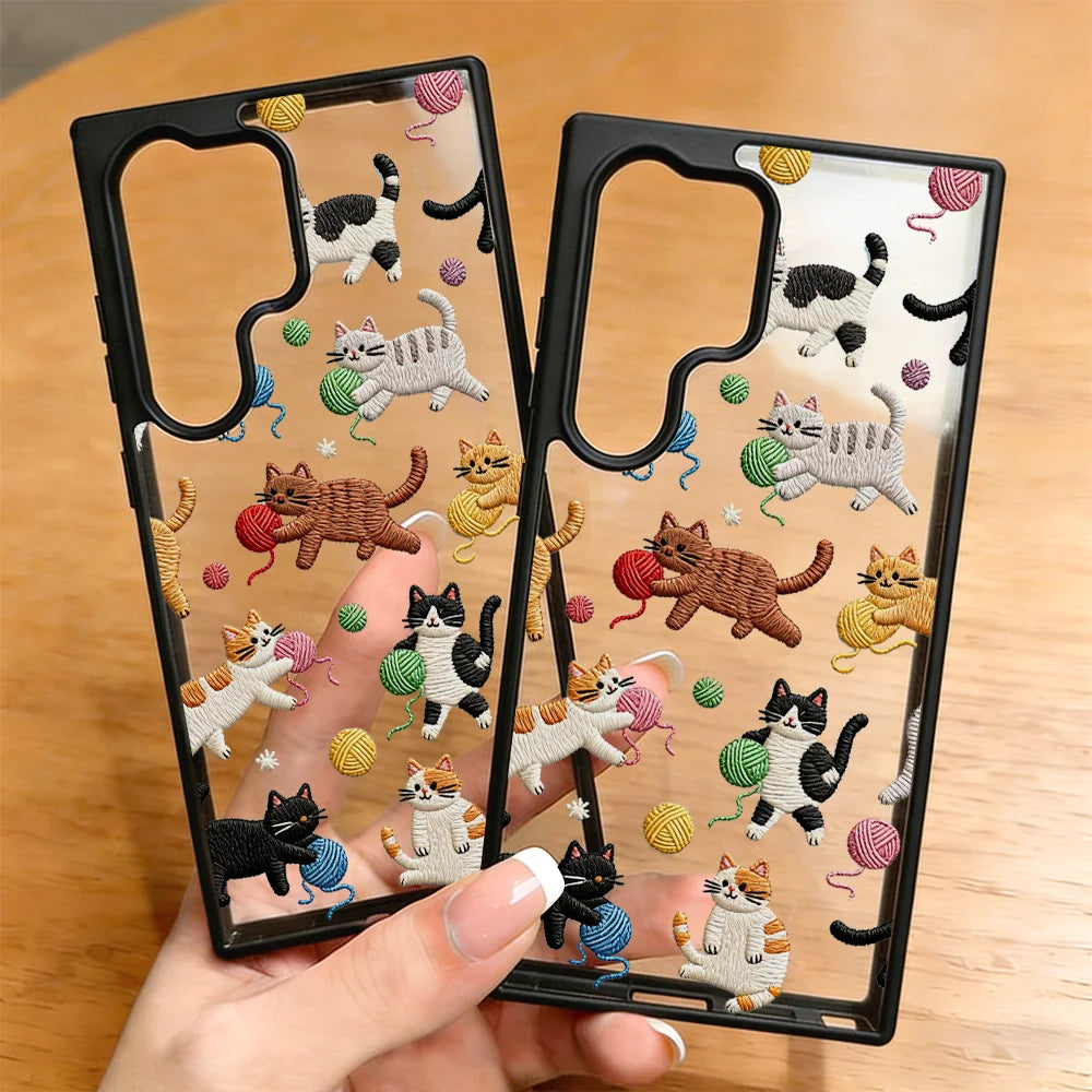 Cute Cat Wrist Strap Case For Samsung A26 A36 A56 S24 S25 S26 Ultra