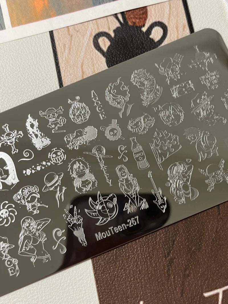 MouTeen263 Nail Stamping Plate Cursive Letter Nail Art Template