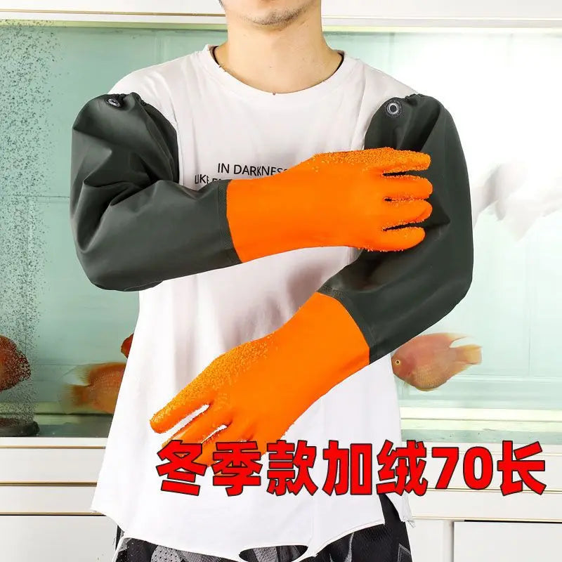 Waterproof Rubber Gloves Oil Proof Long Work Gloves