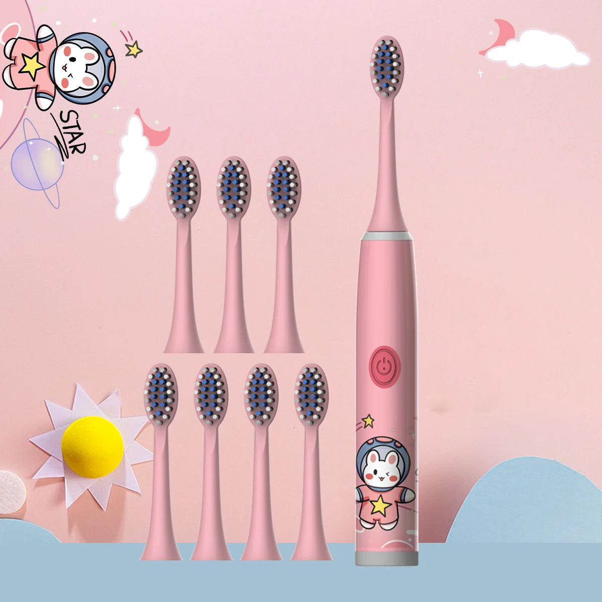 Kids Electric Toothbrush Cartoon Space Series Soft Cleaning Brush