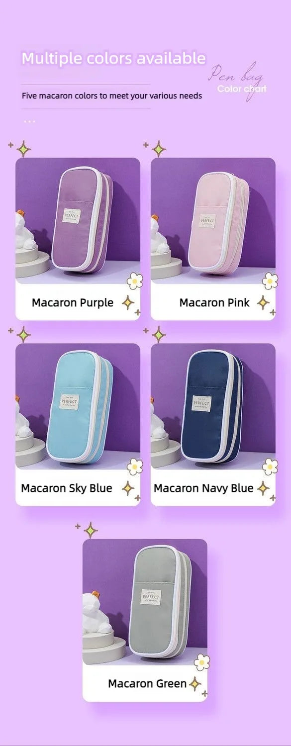 Multi-Layer Pencil Case Large Capacity Macaron Stationery Box