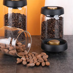 Vacuum Glass Coffee Storage Jar Airtight Coffee Bean & Tea Canister