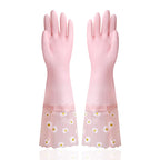 Velvet Rubber Cleaning Gloves Waterproof Winter Gloves