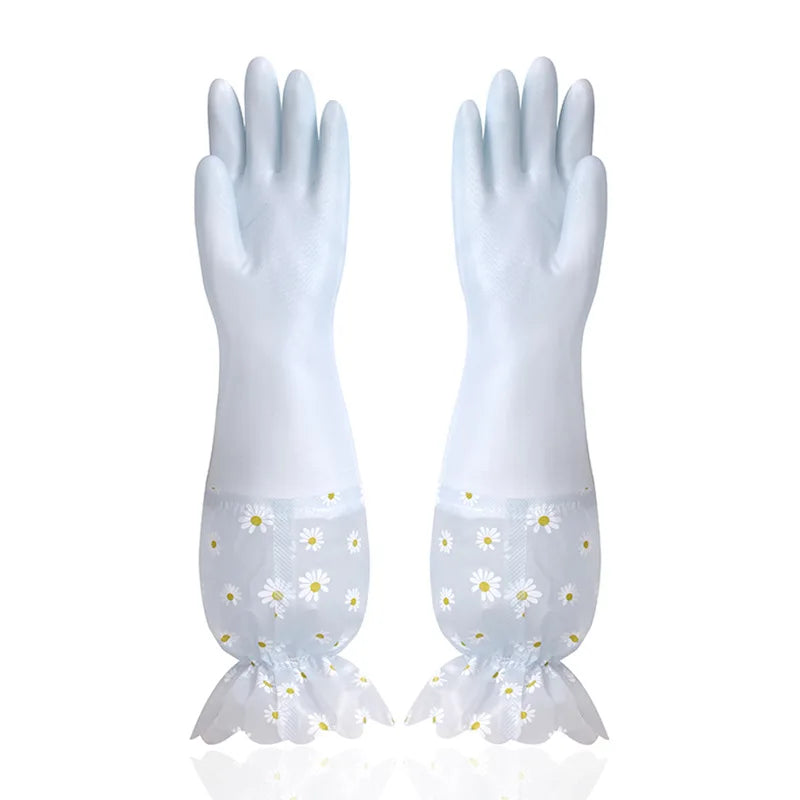 Velvet Rubber Cleaning Gloves Waterproof Winter Gloves