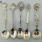 5Pcs Retro Coffee Spoon Set – Stainless Steel Vintage Dessert Spoons Gift
