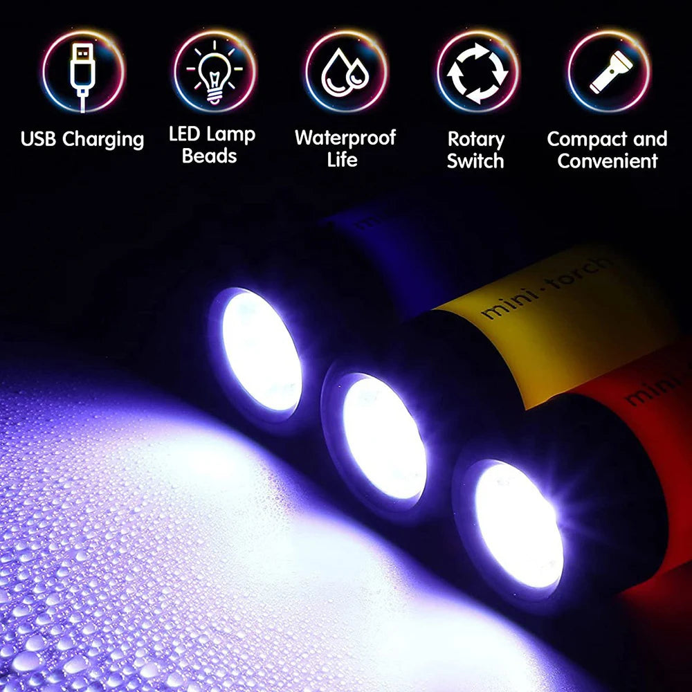 USB Rechargeable Mini Keychain Flashlight Waterproof LED