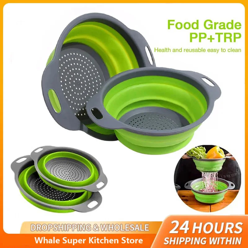 Collapsible Silicone Colander Foldable Drain Basket Secondary image