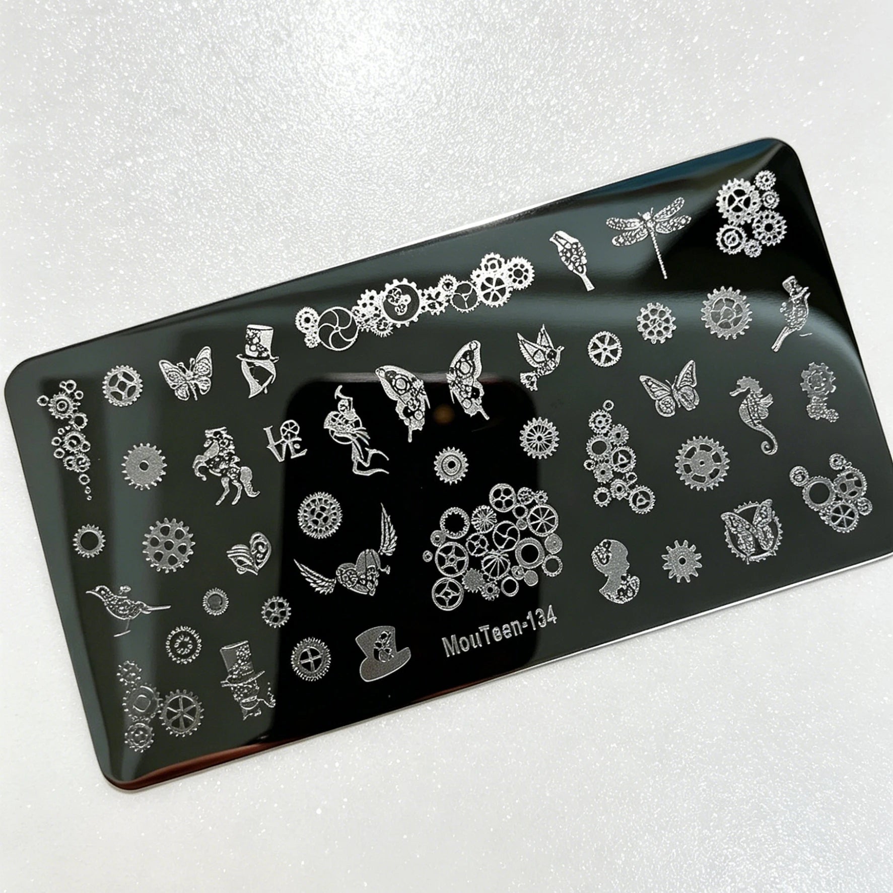 MouTeen263 Nail Stamping Plate Cursive Letter Nail Art Template