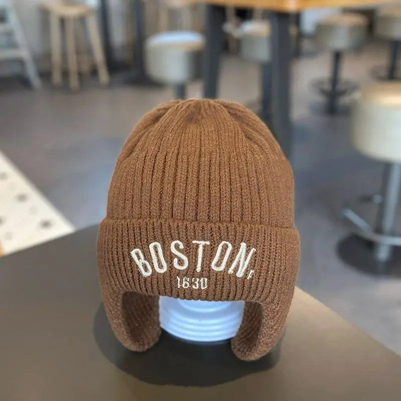 Boston Baby Beanie Hat Warm Knitted Winter Cap for Kids