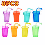 Neon Sipper Cups Reusable Spill Proof Cups with Lid & Straw