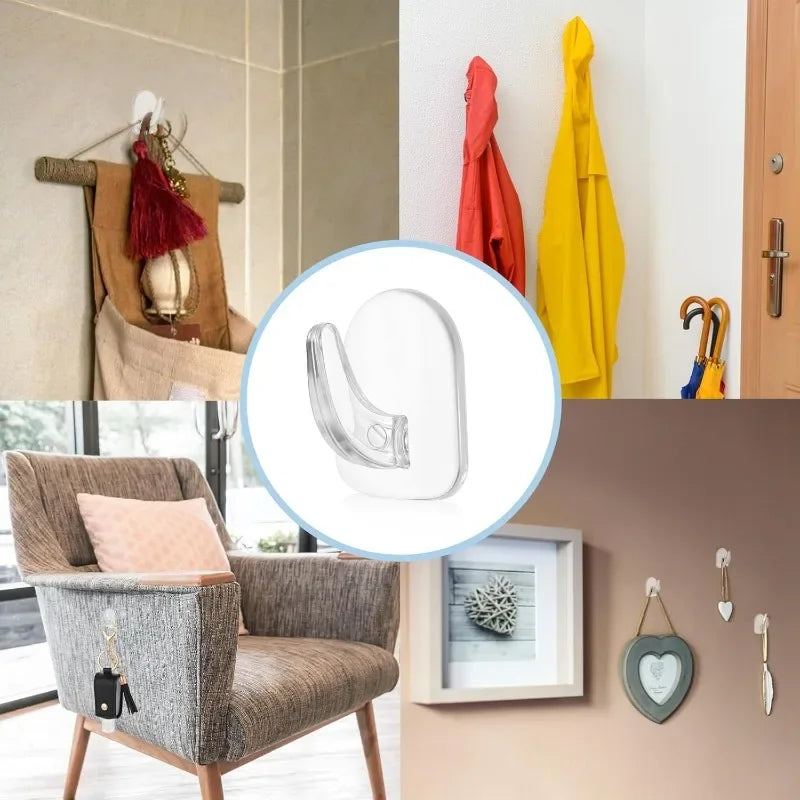 Mini Clear Adhesive Wall Hooks Transparent Sticky Storage Hooks