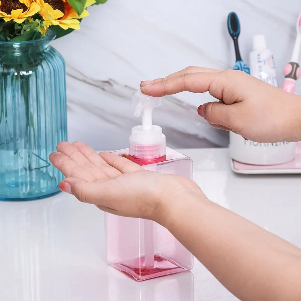 650ML Square Soap Dispenser Clear Liquid Shampoo & Lotion Pump Bottle
