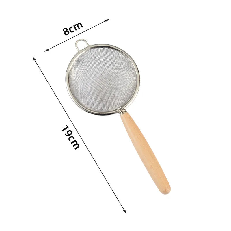 Mesh Strainer with Wooden Handle Fine Sieve