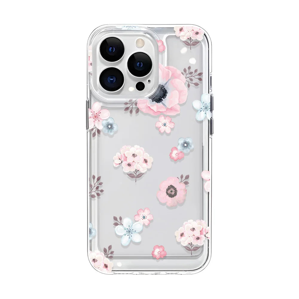 Aesthetic Flower Clear Case for iPhone 11 12 13 14 15 16 Pro Max