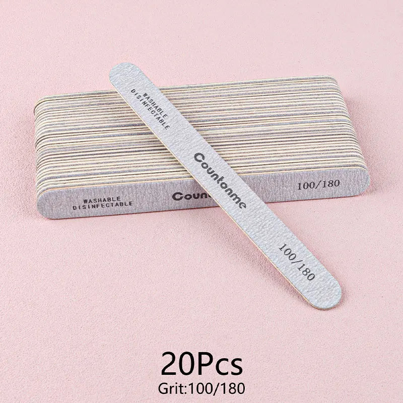 Wooden Nail File Set 100/180 Grit Manicure Pedicure Buffer