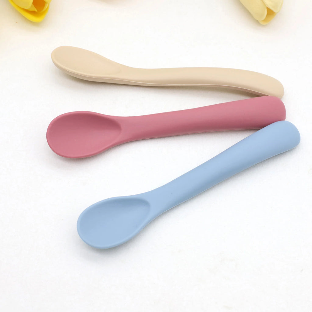 3PCS Baby Silicone Soft Spoon Set for Infant Feeding