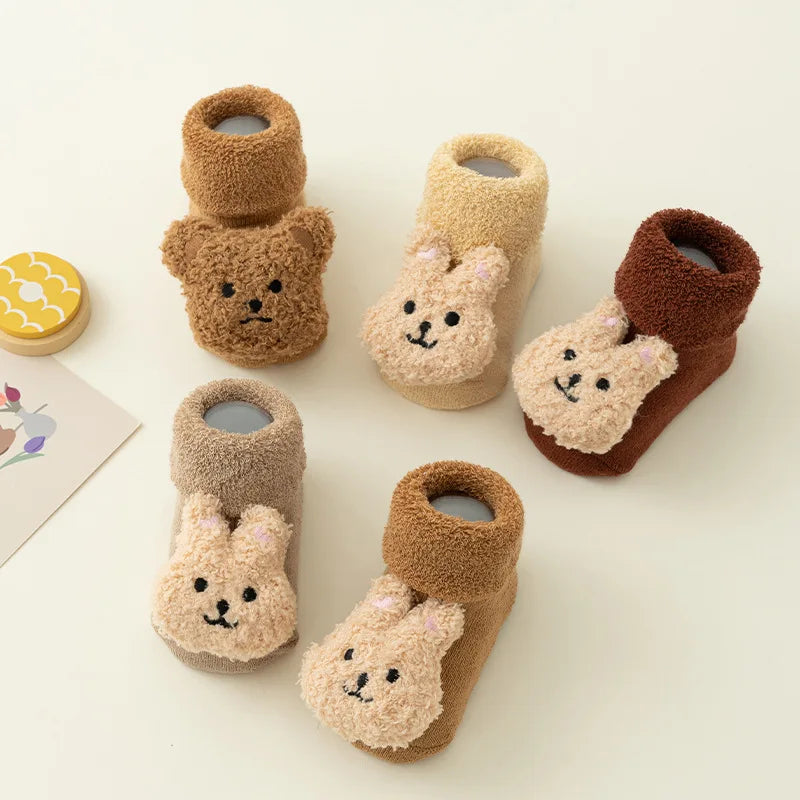 Cute Cartoon Bear Baby Socks Winter Warm Anti-Slip Toddler Socks