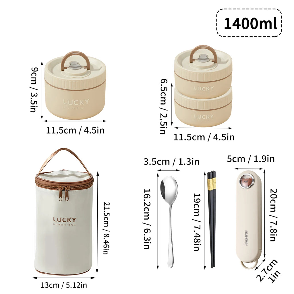 WORTHBUY Portable Thermal Lunch Box 304 Stainless Steel Insulated Bento Box