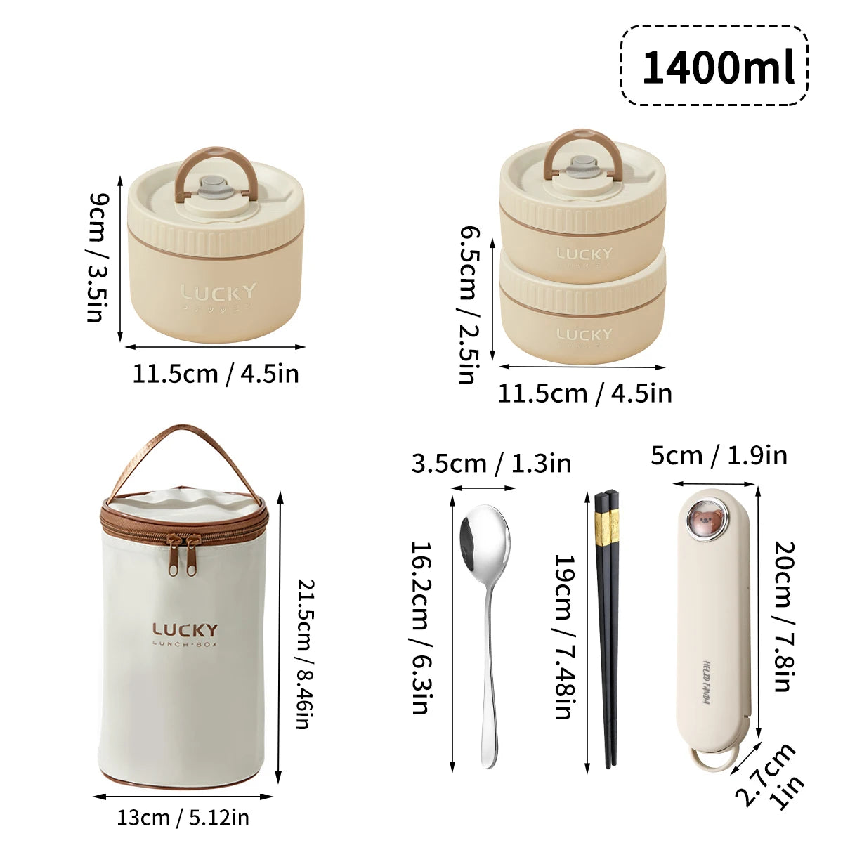 WORTHBUY Portable Thermal Lunch Box 304 Stainless Steel Insulated Bento Box