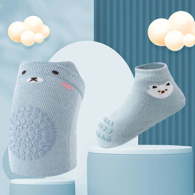 Baby Knee Pads Socks Set Anti-Slip Crawling Knee Protector