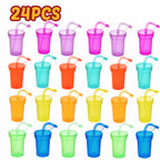 Neon Sipper Cups Reusable Spill Proof Cups with Lid & Straw