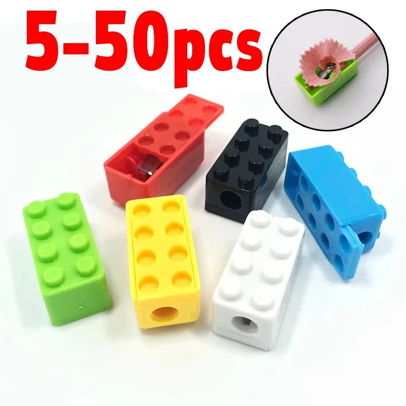 Cartoon Building Blocks Pencil Sharpener Kids School Stationery