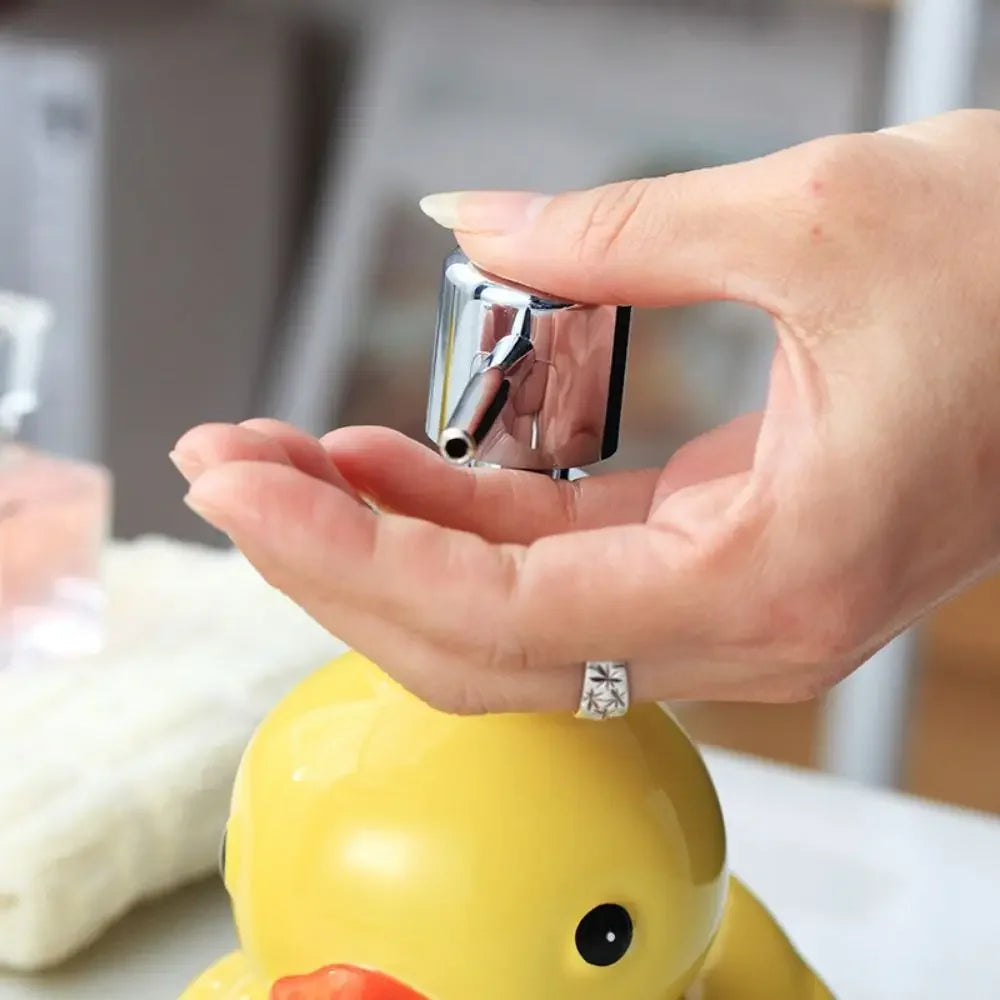 Ceramic Duck Soap Dispenser Cartoon Hand Wash & Shampoo Pump Bottle