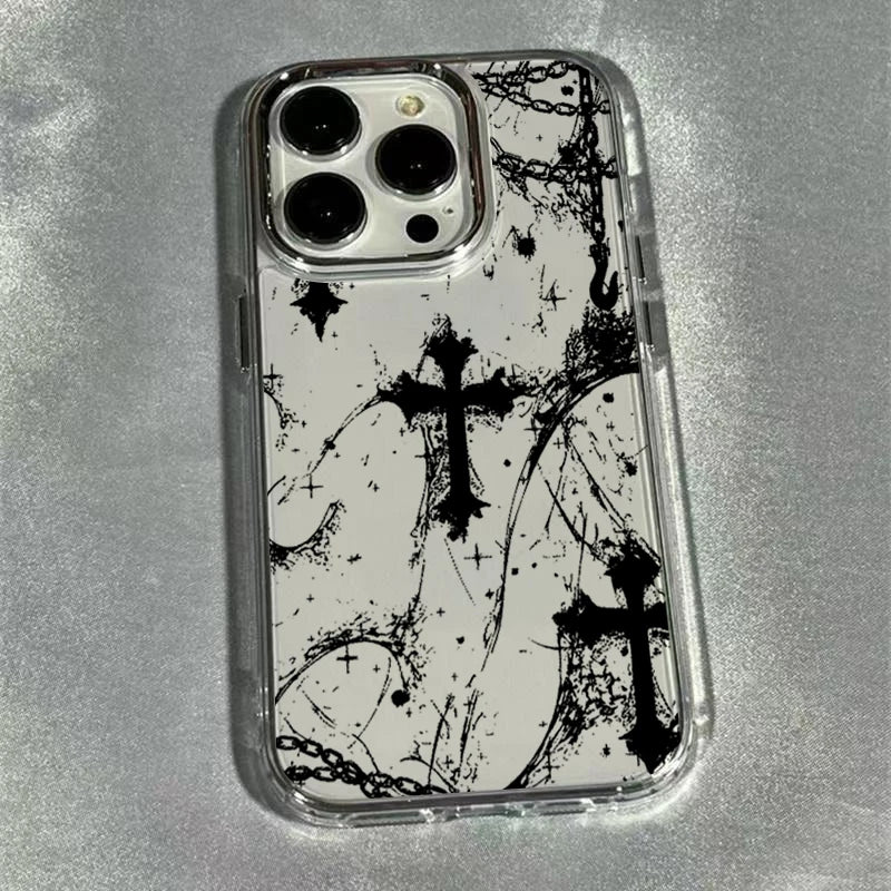 Gothic Cross Mark Clear Case for iPhone 11 12 13 14 15 16 17 Pro Max