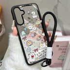 Cute Cat Wrist Strap Case For Samsung A26 A36 A56 S24 S25 S26 Ultra