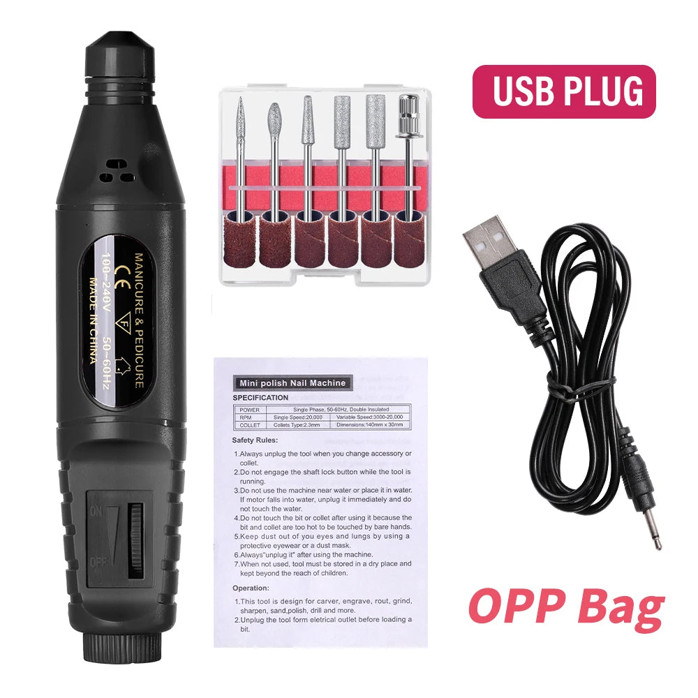 LINMANDA 6 in 1 Electric Nail Drill Kit Portable Manicure File Machine