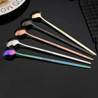 6Pcs Gold Ice Spoon Set – Long Handle Stainless Steel Coffee & Tea Stir Spoons