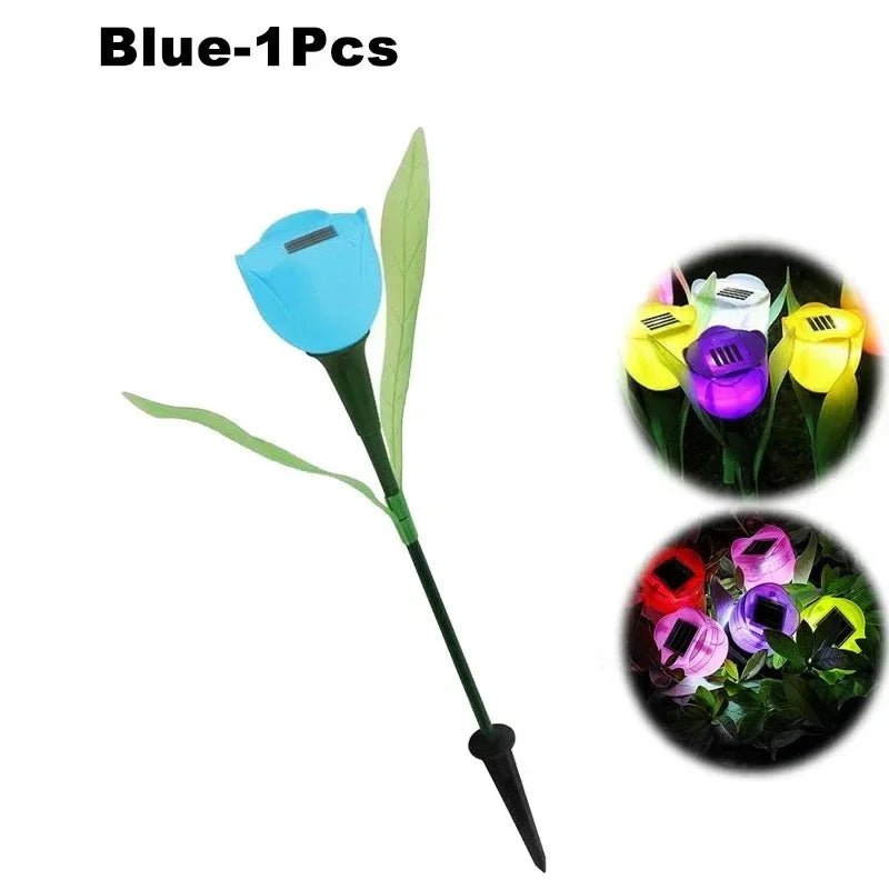 Solar Tulip Rose Flower Lights for Waterproof Garden Decor