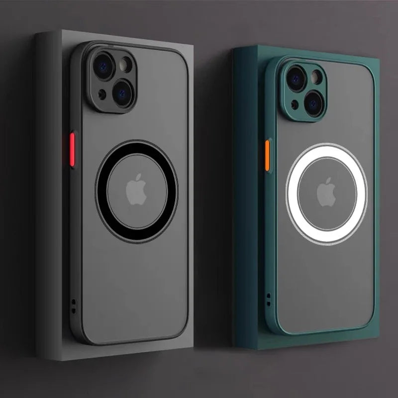 Luxury Armor Matte MagSafe Case for iPhone 12 13 14 15 16 17 Pro Max
