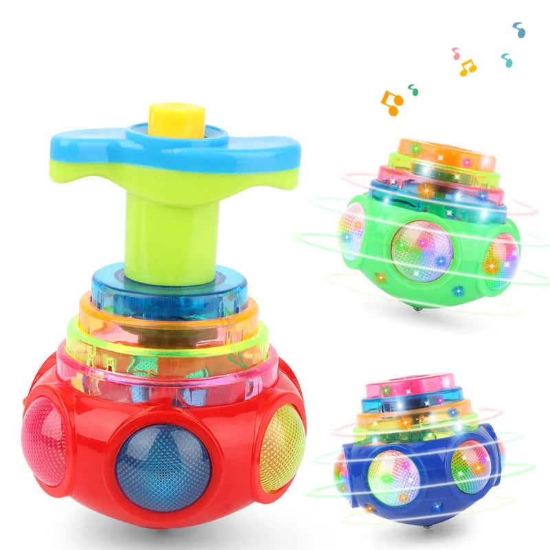 Spinning Top LED Light Up Toy - Flashing Music Gyroscope Launcher