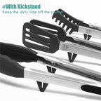 LMETJMA Silicone Kitchen Tongs Non-Stick BBQ, Steak & Pasta Serving Tool