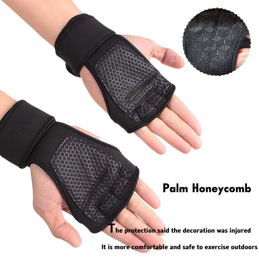 Workout Gloves Half Finger Wrist Wrap Gym Weight Lifting Cycling
