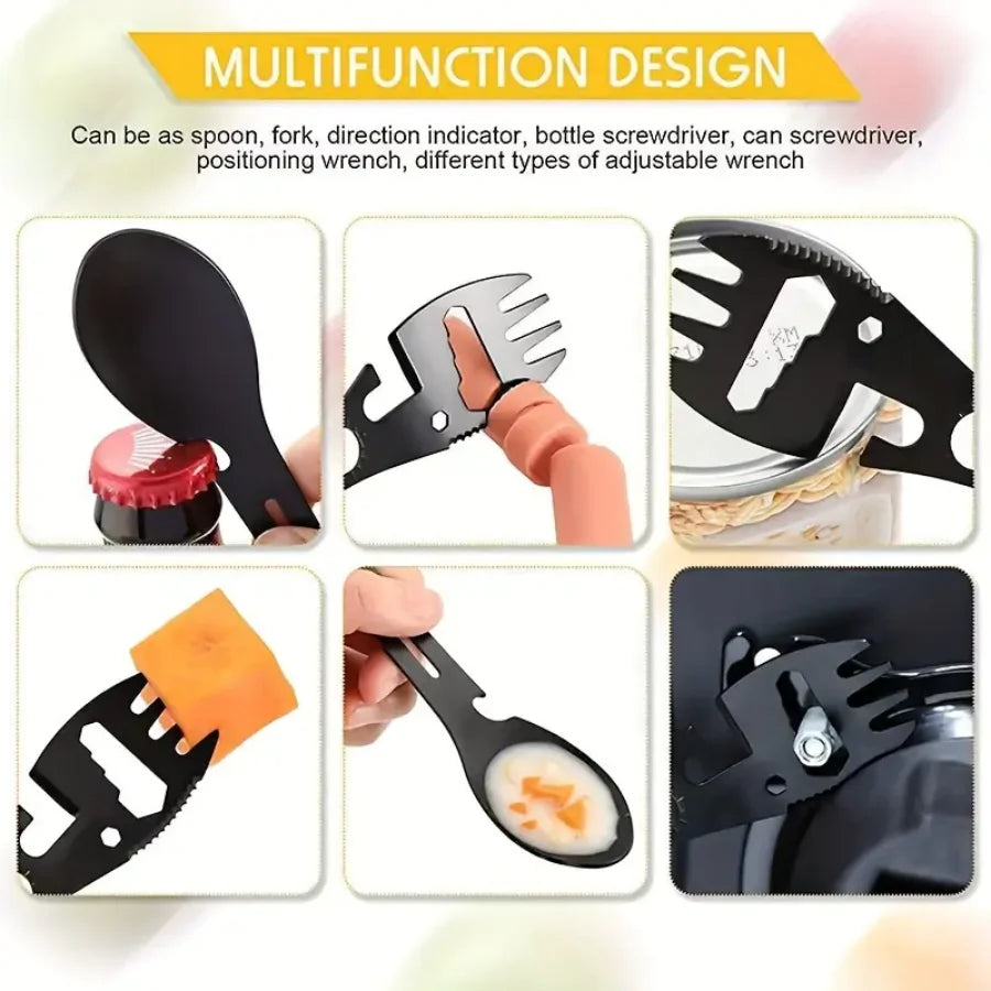 Outdoor Camping Fork Spoon Tool with Bottle Opener Portable Travel Cutlery