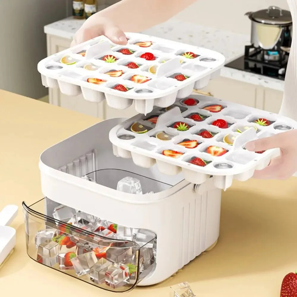 50 Cube Ice Maker UK Easy Press Ice Tray With Lid Refrigerator Ice Box Secondary image
