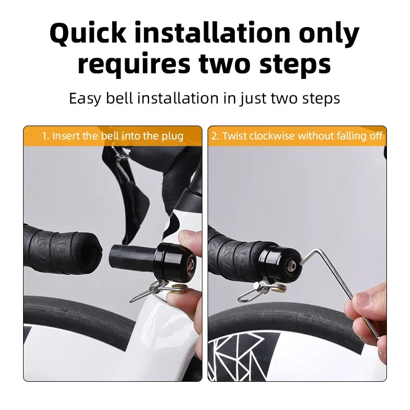 Curved Handlebar Plug Bicycle Bell 80dB Loud Waterproof Bike Ring