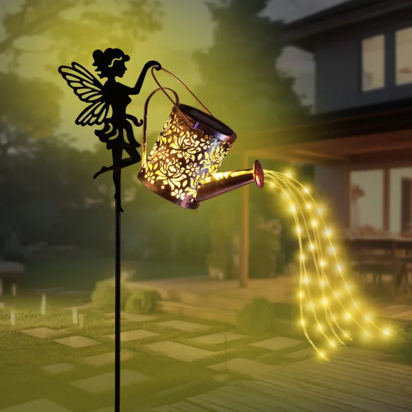 Solar Fairy Watering Can Garden Light Waterproof Outdoor Projection Lamp