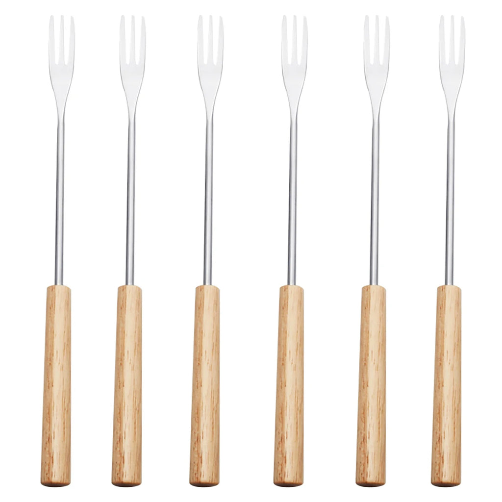 6Pcs Stainless Steel Fruit Fork Set Dessert, Cake & Cheese Fork Set