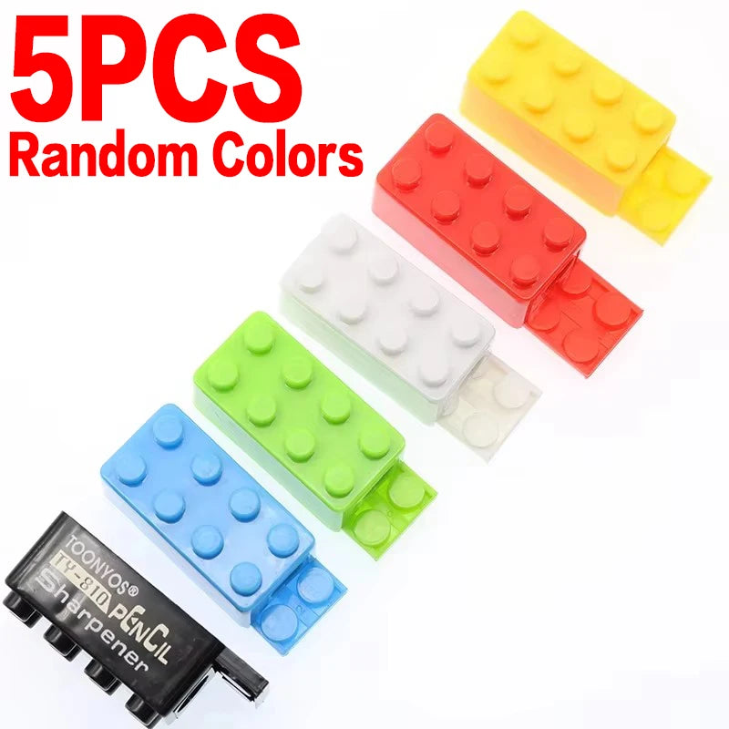 Cartoon Building Blocks Pencil Sharpener Kids School Stationery