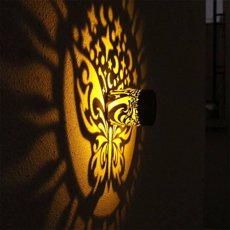 Solar Mandala Butterfly Wall Light Waterproof Outdoor Garden Fence Lamp