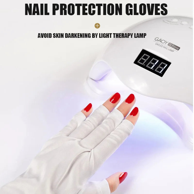 UPF 50+ Nail Art Gloves UV Protection Gloves for Gel Nail Lamp