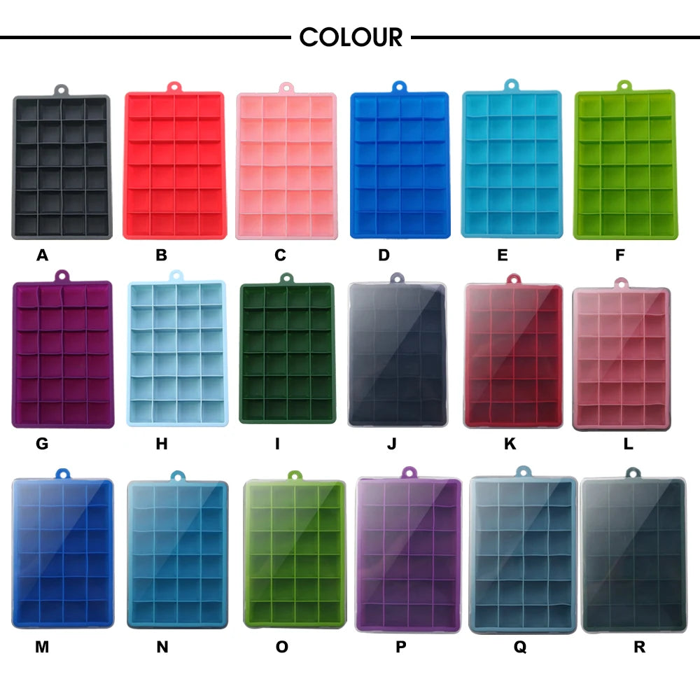 24-Hole Silicone Ice Cube Tray with Lid Square Ice Mold for Drinks & Cocktails
