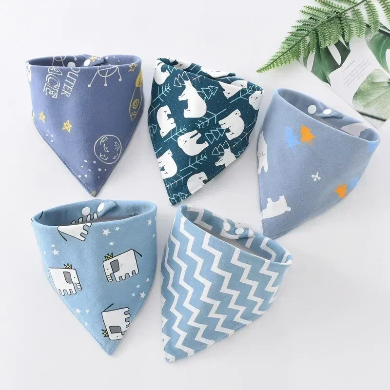 5PCS Baby Bandana Bibs Cotton Saliva Towel Waterproof Scarf